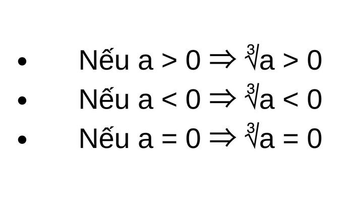 Tính chất cơ bản của căn bậc 3