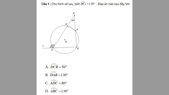 Bài tập trắc nghiệm về chứng minh tứ giác nội tiếp
