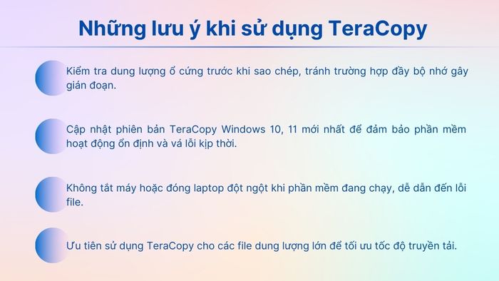 Những điều cần lưu ý khi sử dụng TeraCopy