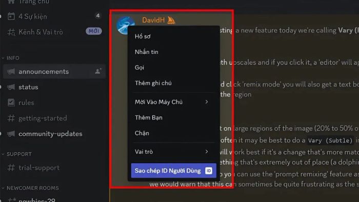 Hướng dẫn lấy ID Discord người dùng - Bước 2