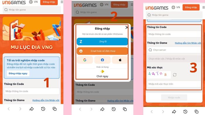 Hướng dẫn nhập code MU Lục Địa VNG bước 1