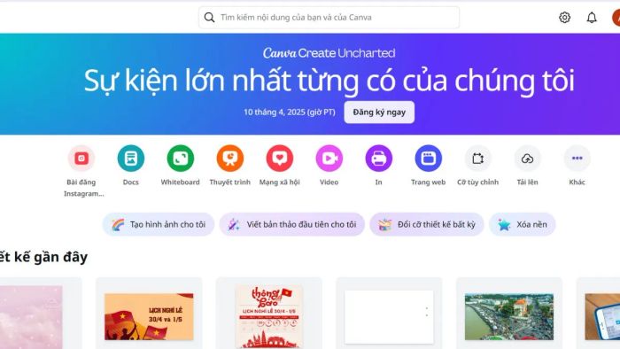 Hướng dẫn tạo mẫu thông báo nghỉ lễ bước 1 (Hình minh họa)