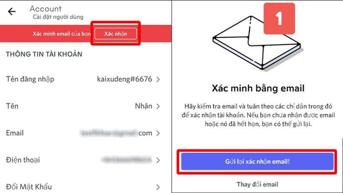 Cách xác minh tài khoản Discord bằng email - bước 1