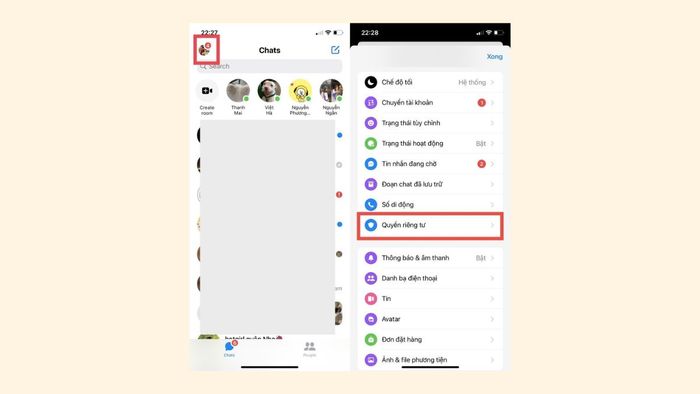 Cách chặn tin nhắn từ người lạ trên Messenger phiên bản cũ - bước 1