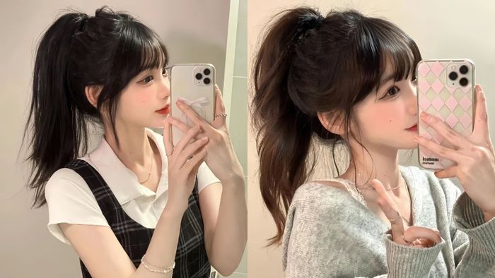 Tóc ngang bầu buộc cao tạo nét năng động và khỏe khoắn
