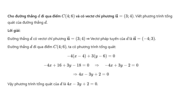 Bài tập vận dụng viết phương trình tổng quát của đường thẳng