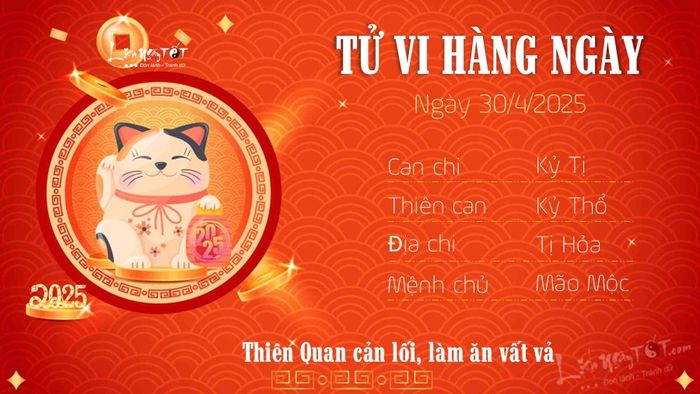 Tử vi hàng ngày 30/4/2025 - Mão