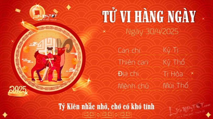 Tu vi hang ngay 30/4/2025 - Mui