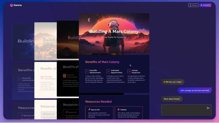 Gamma PowerPoint AI hỗ trợ tạo slide thuyết trình tự động, giúp bạn tiết kiệm thời gian và công sức.