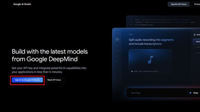 Hướng dẫn đăng nhập vào Google AI Studio – Bước 1.