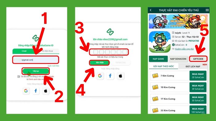Hướng dẫn nhập code Thực Vật Đại Chiến Yêu Thú - bước 2