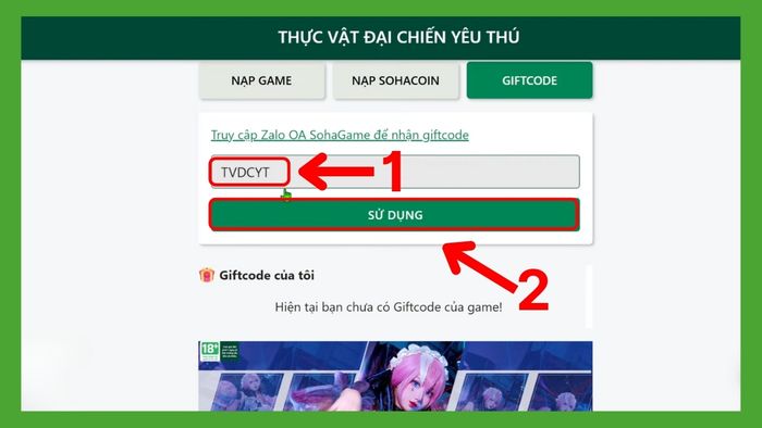 Hướng dẫn nhập code Thực Vật Đại Chiến Yêu Thú - bước 3