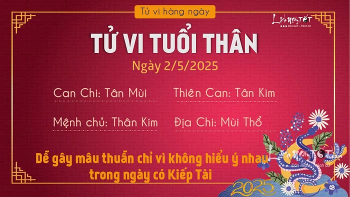 Tử vi hàng ngày 2/5/2025 của 12 con giáp - Thân