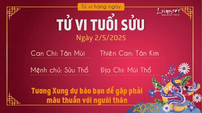 Tử vi hàng ngày 2/5/2025 của 12 con giáp - Tuổi Sửu