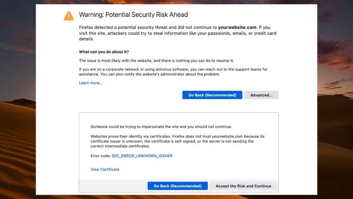 net err_cert_authority_invalid react
