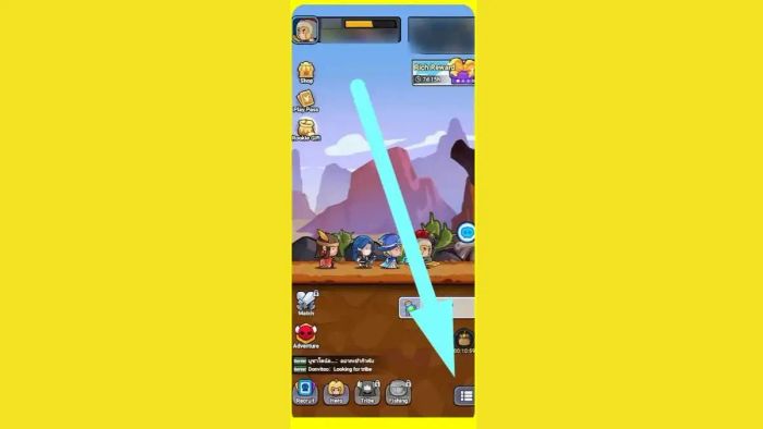 Hướng dẫn nhập code Mini Heroes Magic Throne - bước 1