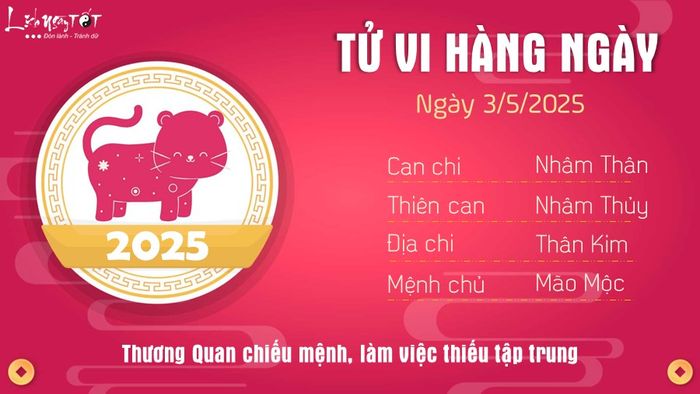 4 Tu vi hang ngay 3-5-2025 - Tuoi Mao