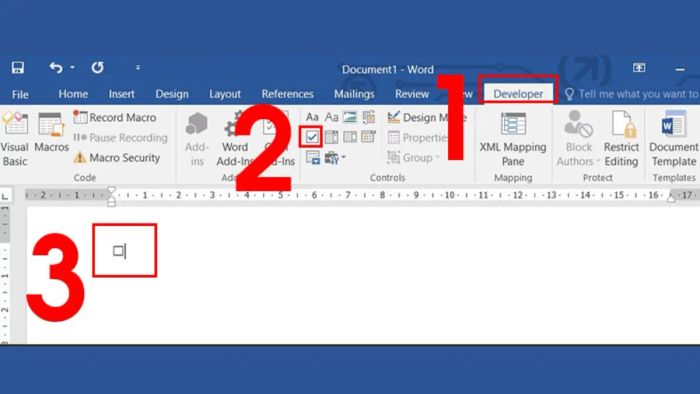 Hướng dẫn chèn dấu tick trong Word bằng chế độ Developer, Bước 4 (Hình minh họa)