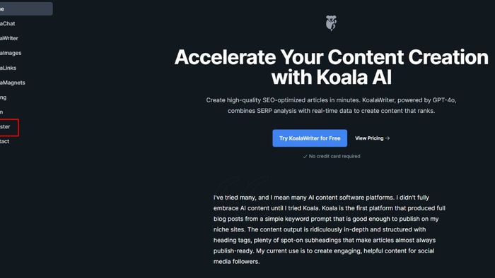 Cách tạo tài khoản Koala AI - bước 1