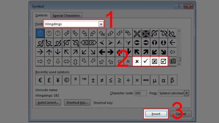 Hướng dẫn cách đánh dấu tick trong Word bằng Symbol, Bước 3 (Hình minh họa)