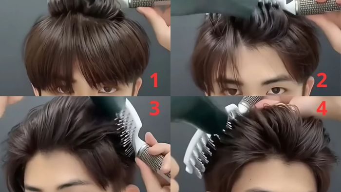 Hình minh họa cho bước 2: Cách sấy tạo phom tóc giống Quang Hùng MasterD