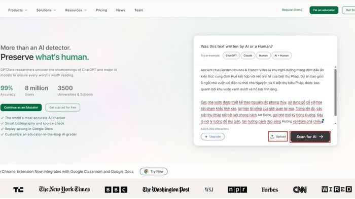Hướng dẫn sử dụng GPTZero bước 2