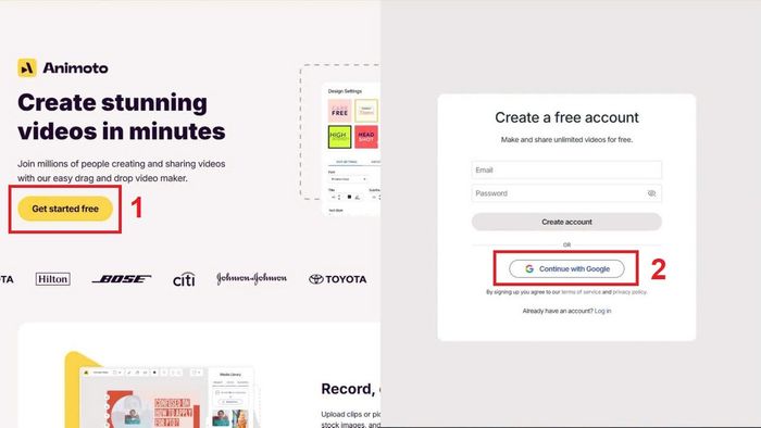 cách dùng Animoto trên website - bước 1