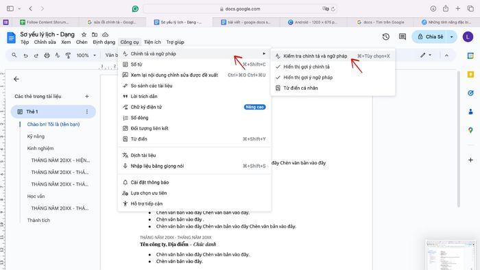 Hướng dẫn sử dụng Google Docs để sửa lỗi chính tả thủ công - Bước 2