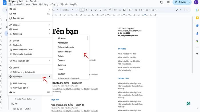 Hướng dẫn sử dụng Google Docs để sửa lỗi chính tả và thay đổi ngôn ngữ - Bước 3