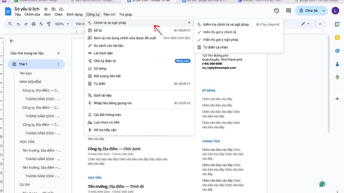 Hướng dẫn sử dụng Google Docs để sửa lỗi chính tả tự động - Bước 2