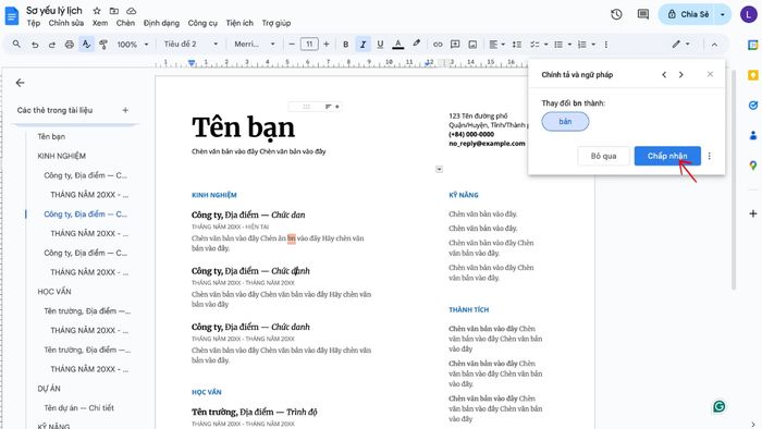 Hướng dẫn sử dụng Google Docs để sửa lỗi chính tả tự động - Bước 3