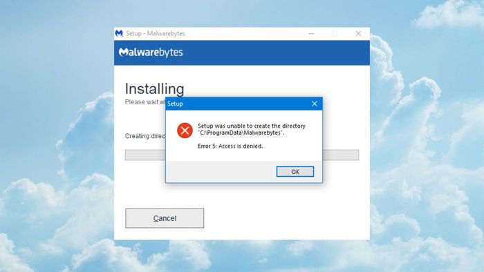 Lỗi khi cài Malwarebytes