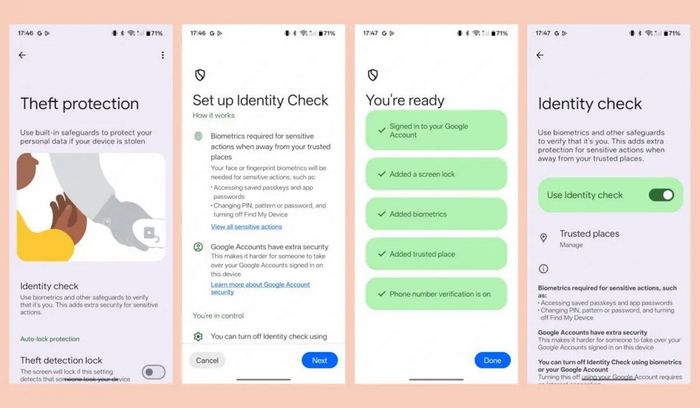 Android 16 sẽ mang đến tính năng bảo mật chống trộm Identity Check.