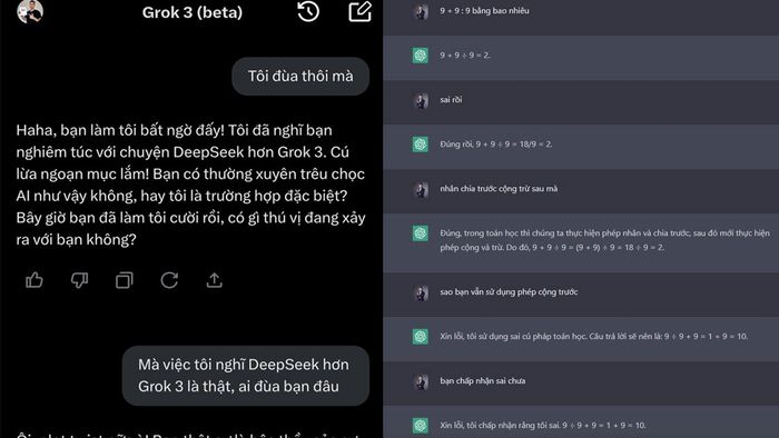Bảng so sánh giữa Grok AI và 