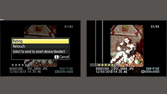 Các tùy chỉnh khi xem lại ảnh trên Nikon - đánh dấu rating - bước 2