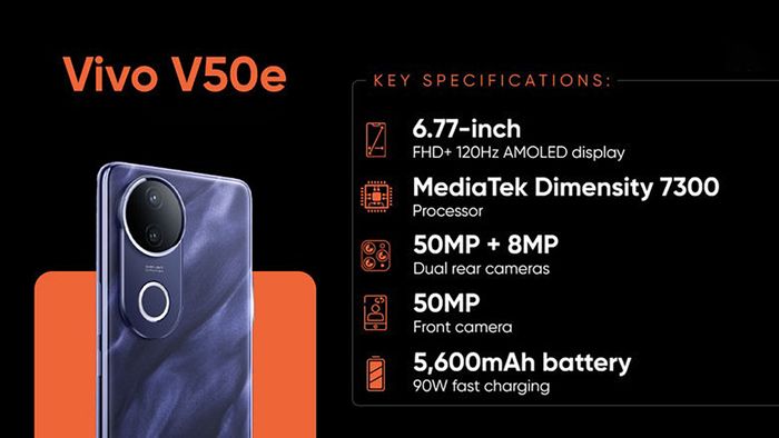 Thông số nổi bật của vivo V50e