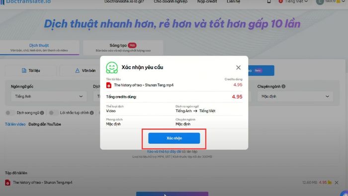 Hướng dẫn sử dụng Doctranslate để dịch video – Bước 4