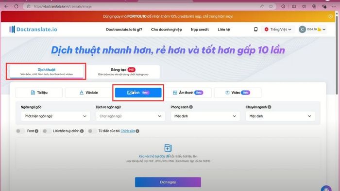 Hướng dẫn sử dụng Doctranslate dịch hình ảnh – Bước 1