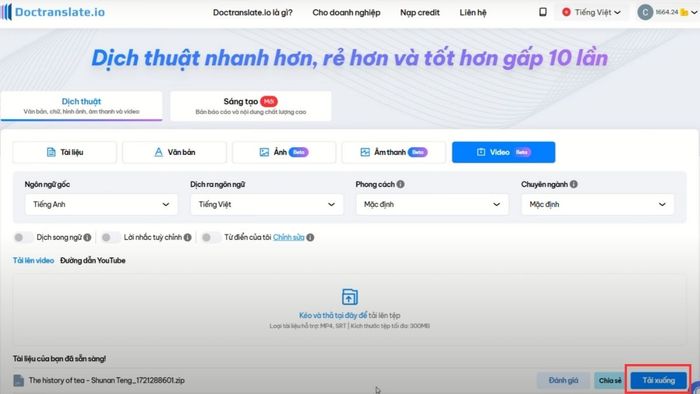 Hướng dẫn sử dụng Doctranslate để dịch video – Bước 5