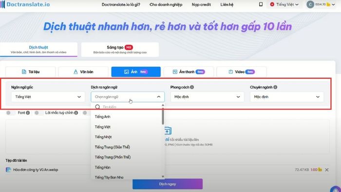 Hướng dẫn sử dụng Doctranslate để dịch hình ảnh – Bước 3