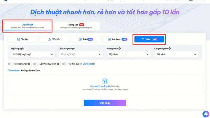 Hướng dẫn sử dụng Doctranslate để dịch video – Bước 1