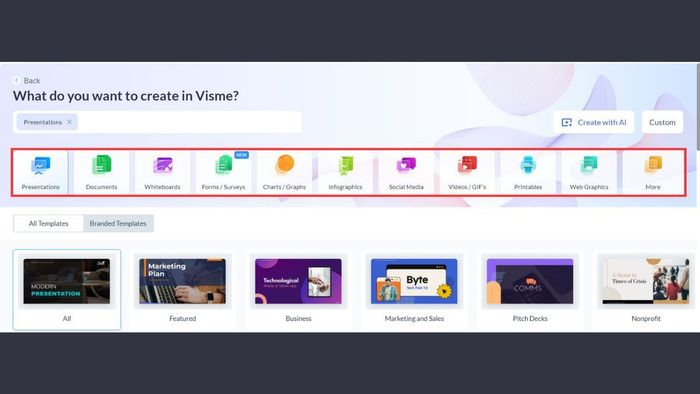 Cách sử dụng Visme AI để thiết kế chuyên nghiệp bước 1