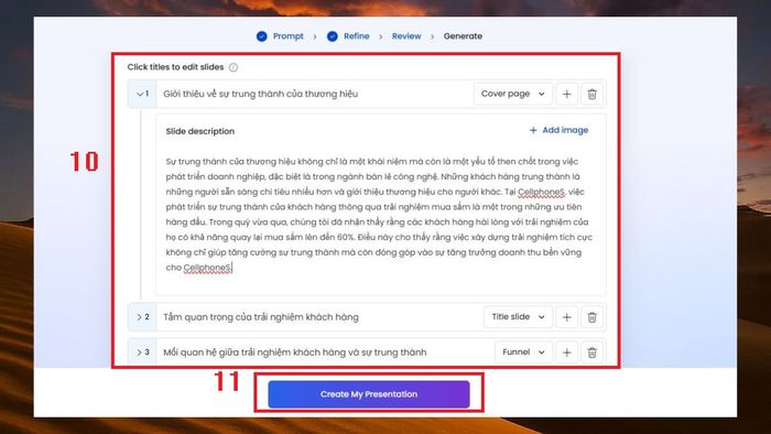 Hướng dẫn sử dụng Presentations AI để tạo Slides thuyết trình – Bước 3