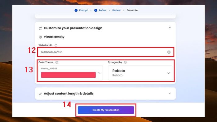 Hướng dẫn sử dụng Presentations AI để tạo Slides thuyết trình – Bước 3