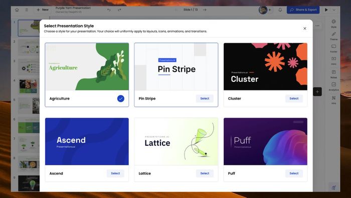 Các công cụ mà Presentations AI cung cấp