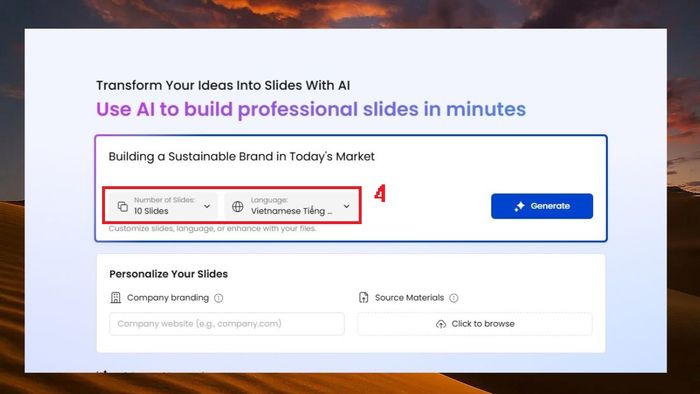 Hướng dẫn sử dụng Presentations AI để tạo Slides thuyết trình – Bước 2