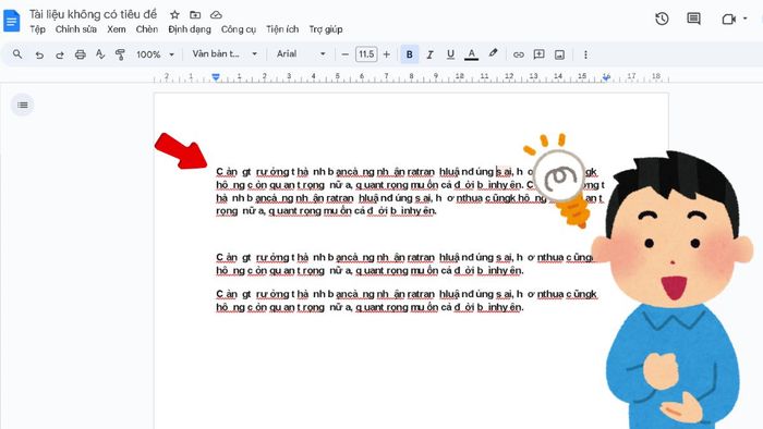 Cách nhận diện lỗi nhảy chữ trong Google Docs