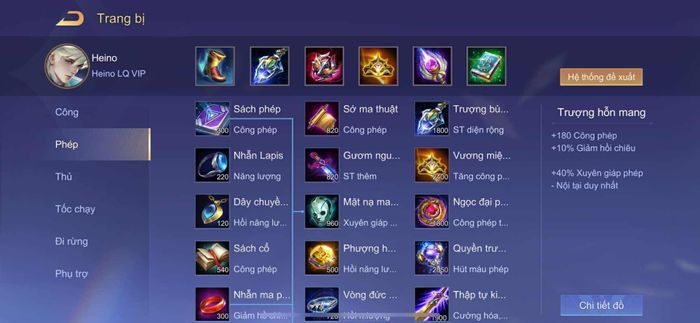 Trang bị tối ưu sát thương cho Heino