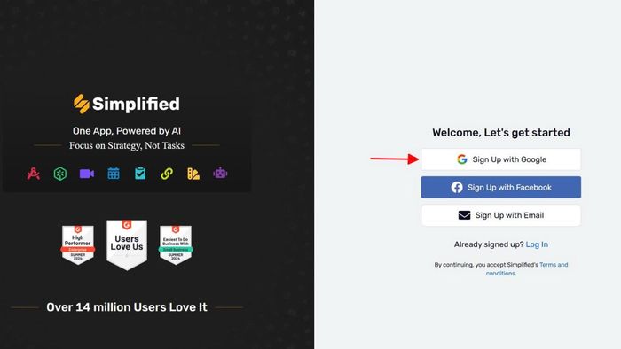 Hướng dẫn đăng ký tài khoản Simplified AI - bước 2