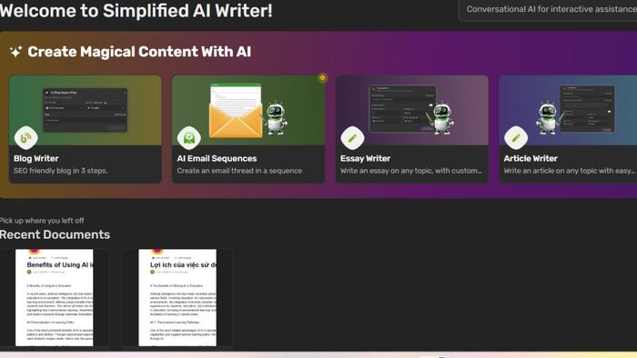 Hướng dẫn sử dụng Simplified AI Writer để hỗ trợ công việc - bước 2